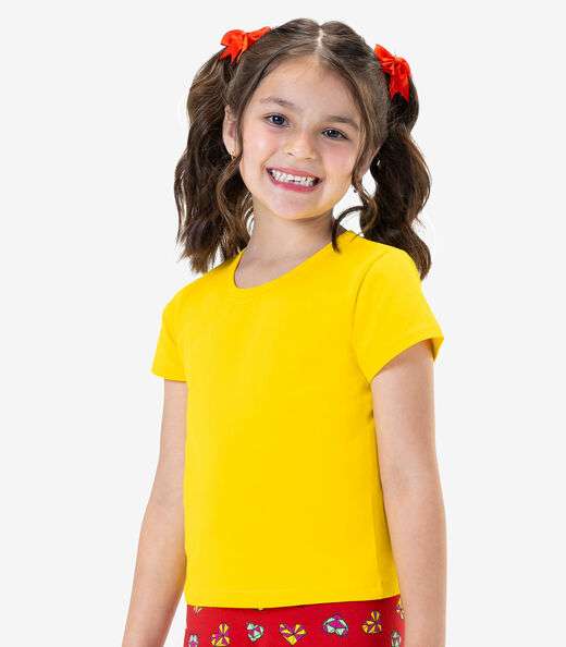Blusa Básica Infantil Feminina Rovitex Kids Amarelo