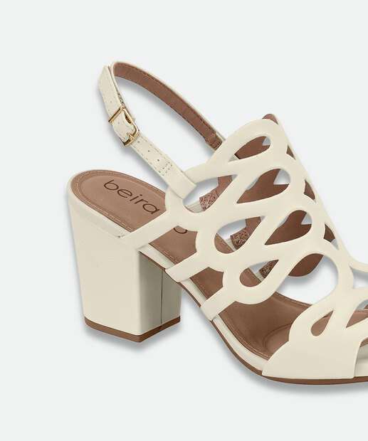 Sandália Feminina Salto Grosso Beira Rio Branco