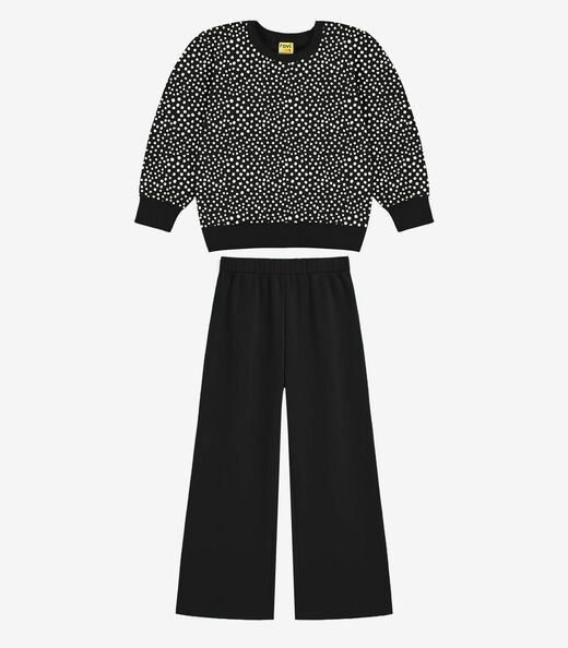 Conjunto Blusão Com Calça Feminino Rovi Kids Preto