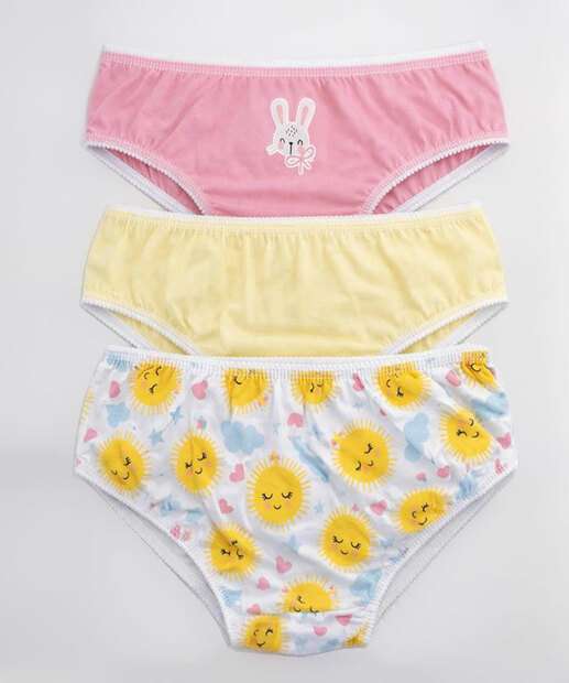 Image_Kit 3 Calcinhas Infantil Marisa Tam 2 a 12 Rosa