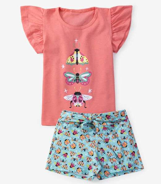 Image_Conjunto Infantil Menina Blusa Com Shorts Select Laranja