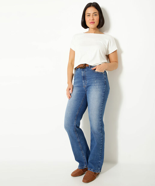 Calça Jeans Puídos Reta Feminina Marisa