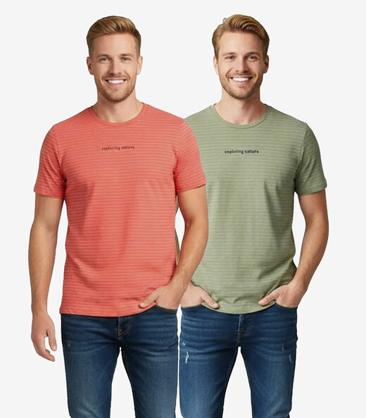 Kit 2 Camisetas Masculinas Meia Malha Fio Tinto Select Sortido