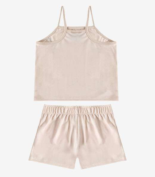 Conjunto Infantil Blusa e Shorts Feminino Select Bege