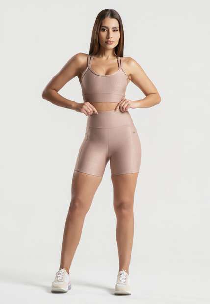 Top Suplex Micro Canelado Gloss Com 2 Alças Marrom Wemood