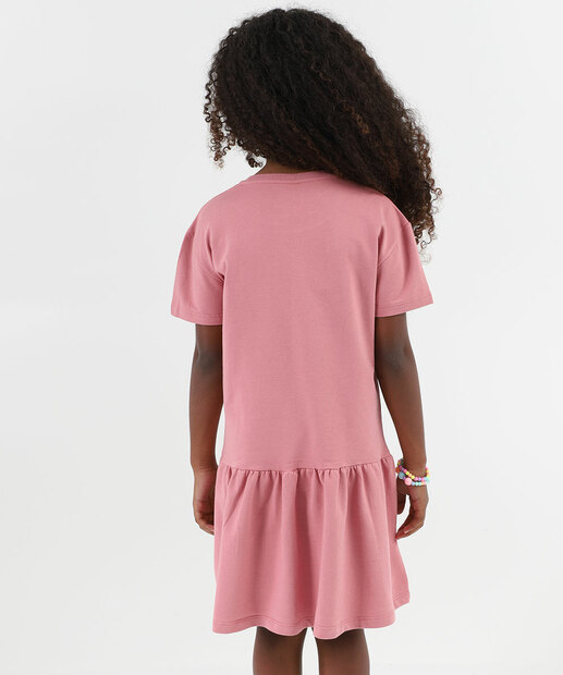 Vestido Infantil Angel Manga Curta Disney Tam 4 a 10 Rosa