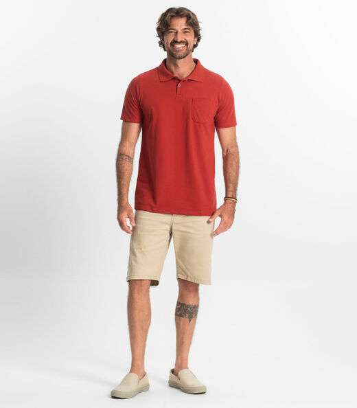 Polo Masculina Pique Diametro Vermelho