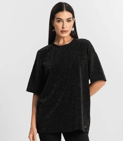 Blusa Feminina T-Shirt Over Rovitex Preto