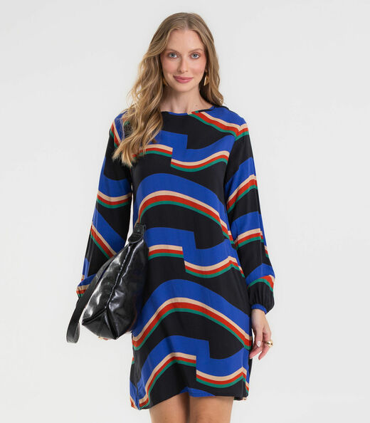 Vestido Curto Feminino Manga Longa Rovitex Preto