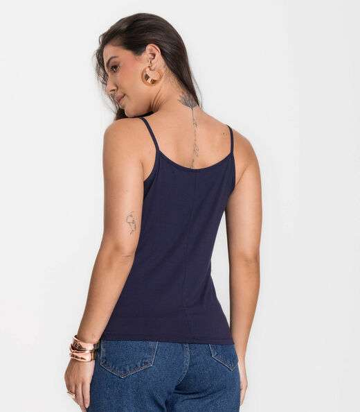 Blusa Feminina de Alças Básica Rovitex Azul