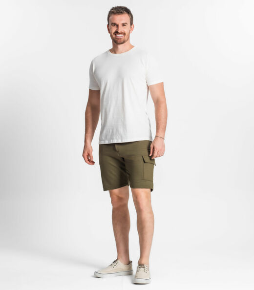 Camiseta Masculina Meia Malha Maquinetada Diametro Bege