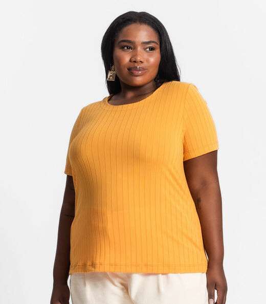Blusa Malha Delicate Plus Infinita Cor Amarelo