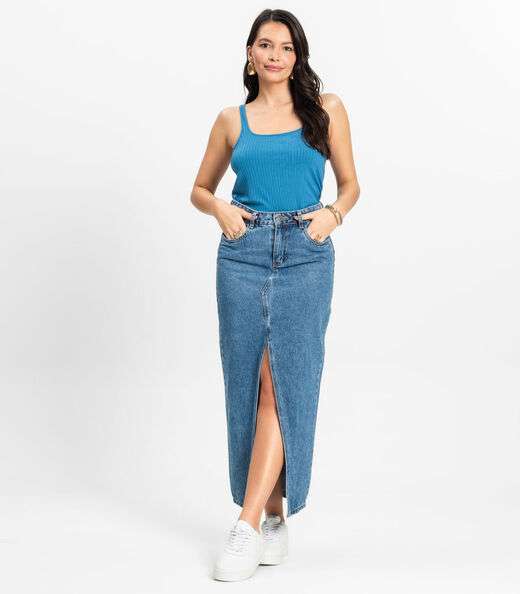 Regata em Ribana Canelada Rovitex Azul