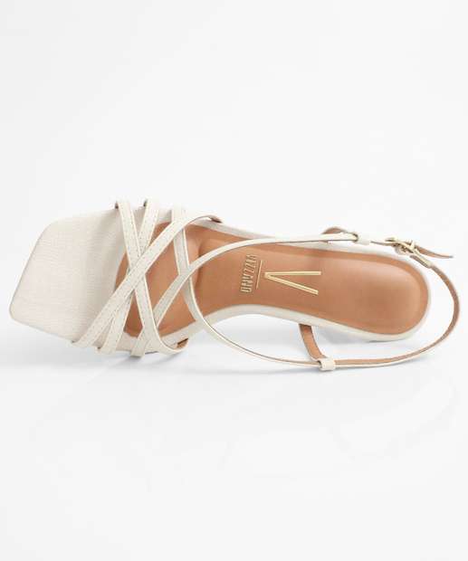 Sandália Feminina Tiras Textura Salto Fino Vizzano