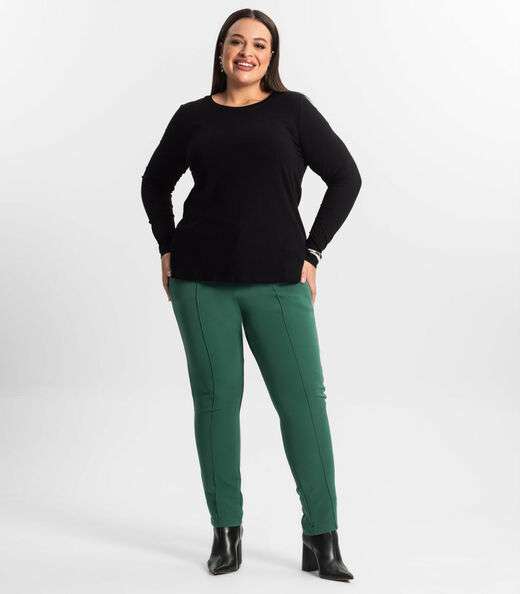 Blusa Manga Longa Ribana Canelada Secret Glam Preto