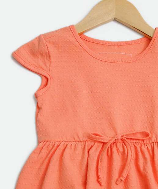 Vestido Infantil Manga Curta Textura Marisa Tam 1 a 4