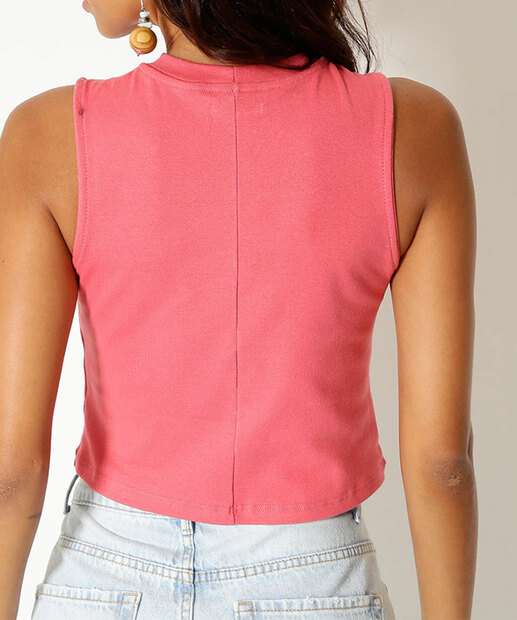 Blusa Regata Feminina Canelada Gola Alta Marisa