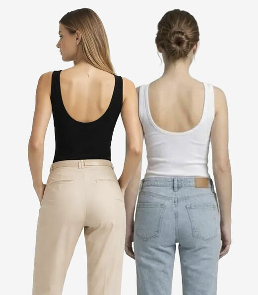 Kit 2 Regatas Femininas Decote Nas Costas Infinita Cor Sortidas