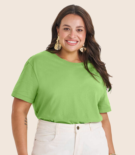 Blusa Manga Curta Plus Size Secret Glam Verde