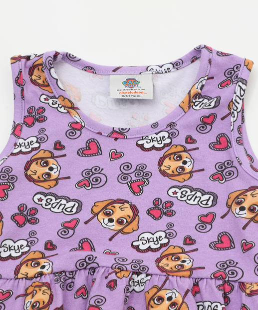 Vestido Infantil Personagem Patrulha Canina Lilás Tam 1 ao 3