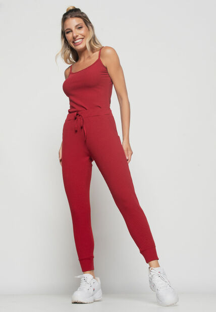 Regata  Alcinha Malha Canelada Vermelho