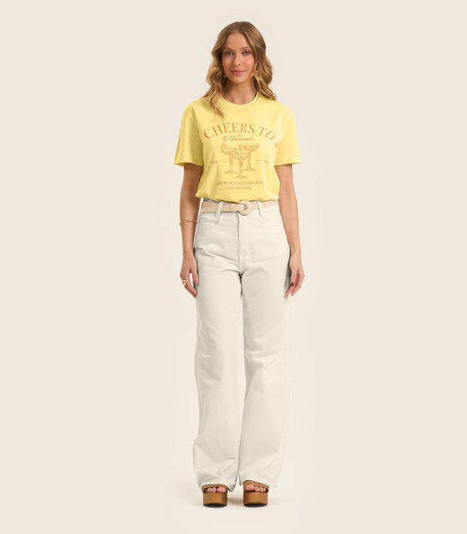 T- shirt Feminino em Meia Malha Rovitex Amarelo