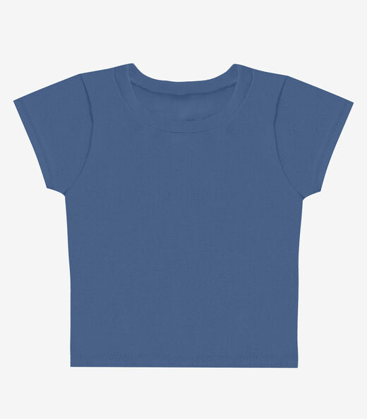 Blusa Básica Infantil Manga Curta Lisa Soletex Azul