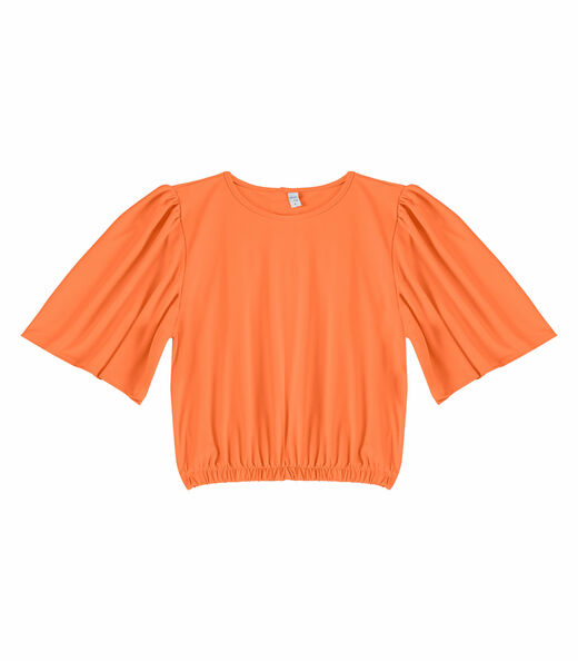 Blusa Feminina Com Franzido Na Manga Infinita Cor Laranja