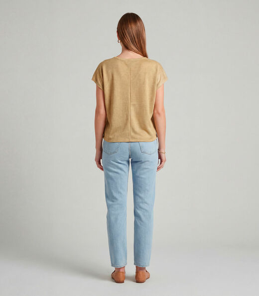 Blusa Feminina Recorte Na Costa Infinita Cor Amarelo