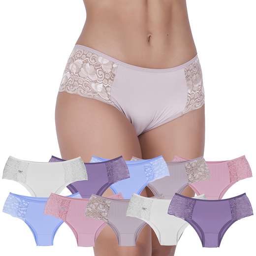 Image_Kit 10 Calcinhas Madame Renda e Microfibra Concept Lingerie Multicolorido