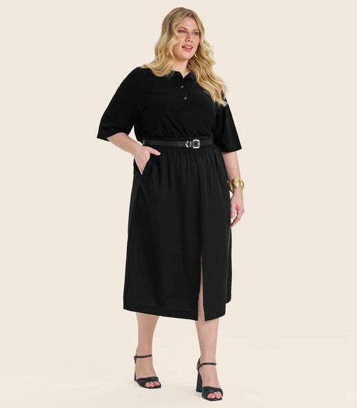 Blusa Manga Curta Plus Size Secret Glam Preto