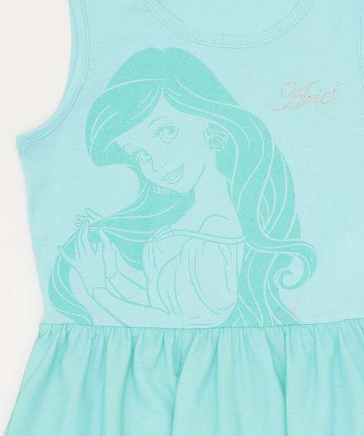 Vestido Infantil Fantasia Tule Ariel Disney Tam 4 a 10