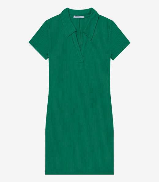Vestido De Ribana Canelado Feminino Endless Verde