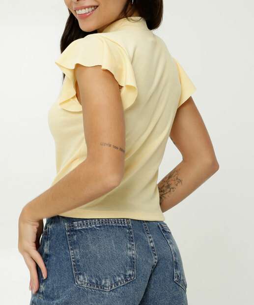Blusa Regata Feminina Canelada Babado Marisa