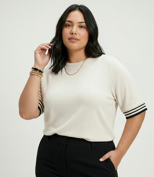 Blusa Feminina Viscose Plus Size Secret Glam Bege