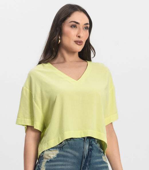 Blusa Feminina Tecido em Viscose Infinita Cor Amarelo