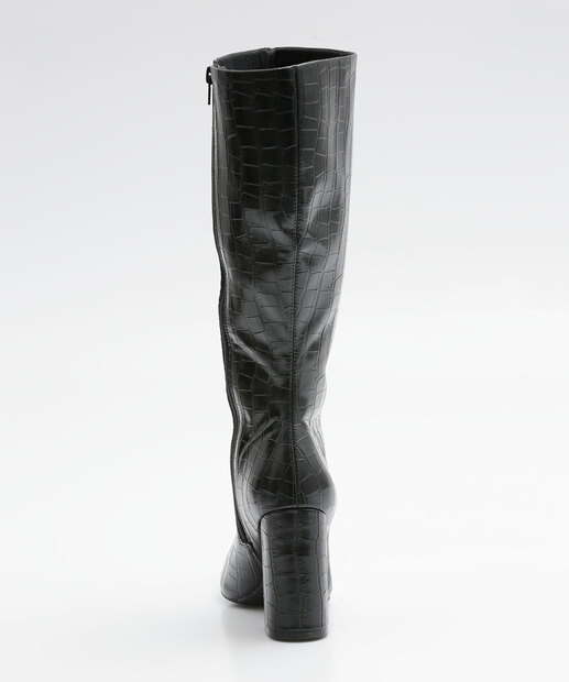 Bota Feminina Cano Alto Textura Croco Via Uno