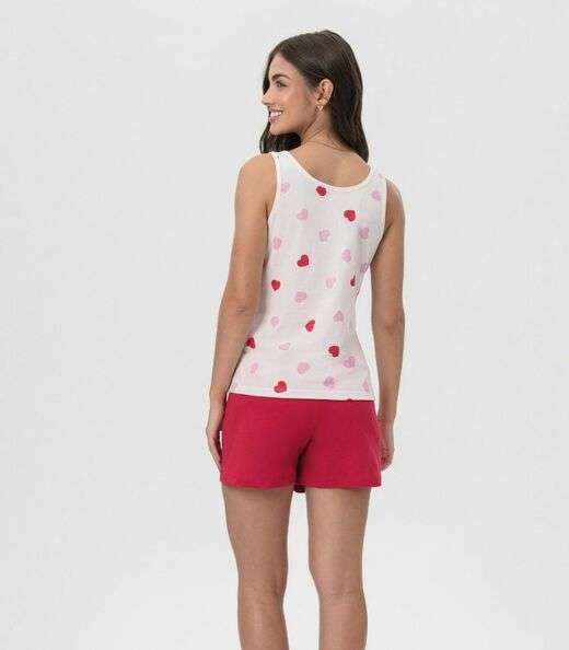 Short Doll Regata Corações Mensageira Da Paz Branco