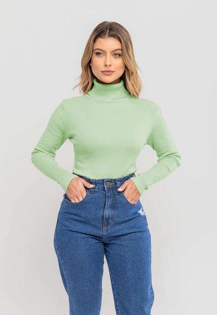 Image_Blusa Tricot Modal Canelado Gola Rolê Verde Salvatore