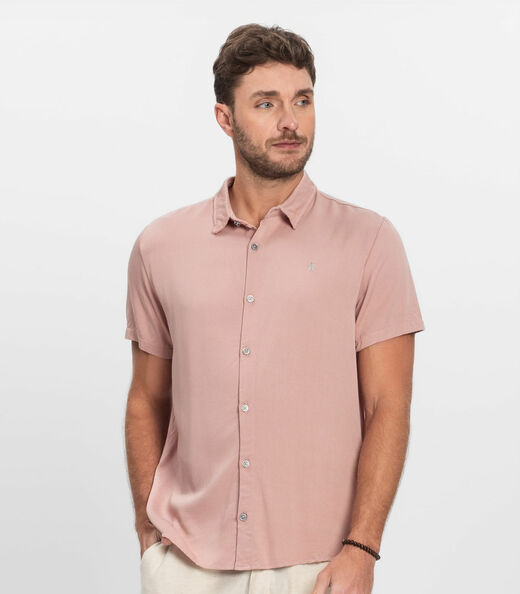 Camisa Masculina Manga Curta Diametro Rosa