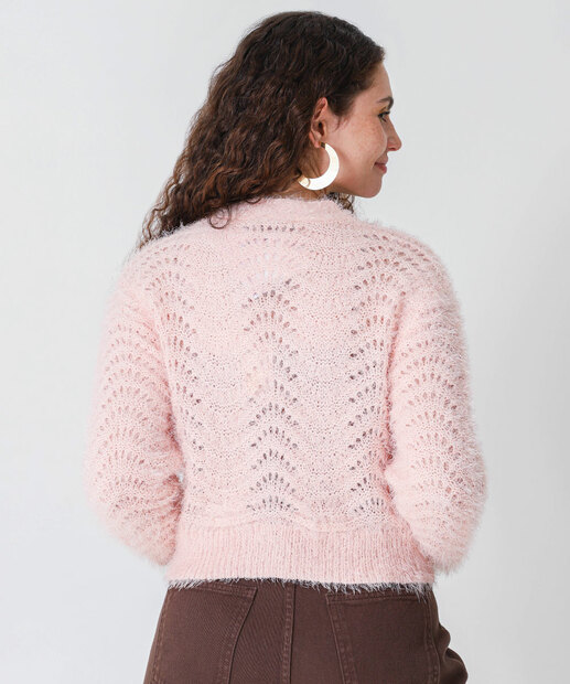 Cardigan Feminino Cropped Marisa Rosa