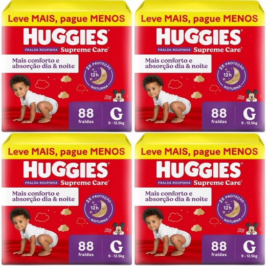 Image_Kit com 4 Unidades de Fralda Descartável Infantil Huggies Supreme Care Roupinha