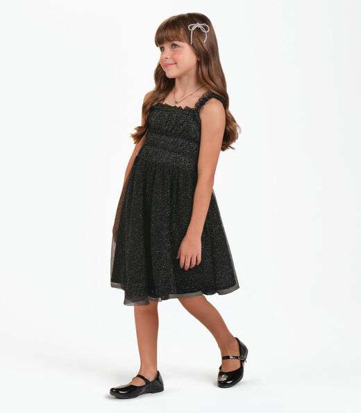 Vestido Menina Cotton Leve Trick Nick Preto