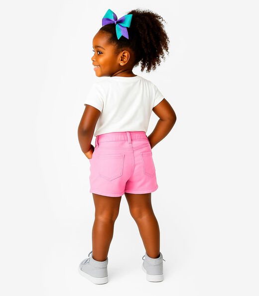 Short Infantil Jeans Com Bolsos Select Rosa