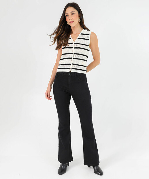 Image_Calça Jeans Flare Feminina Petit Flip Biotipo Preto