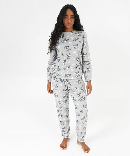Image_Pijama Feminino Plush Manga Longa Estampa Snoopy