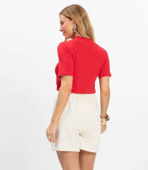 Shorts Feminino em Moletinho Infinita Cor Bege