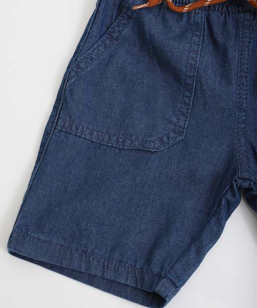 Bermuda Infantil Jeans Jogger Tam 1 a 3 Azul