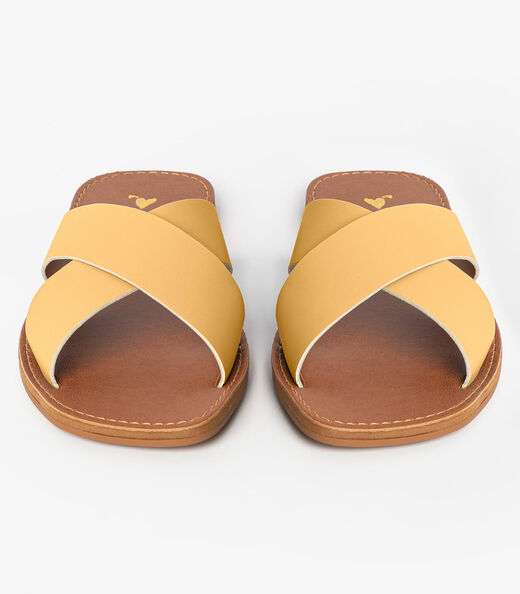 Sandália Rasteirinha Com Tiras Largas Select Marrom