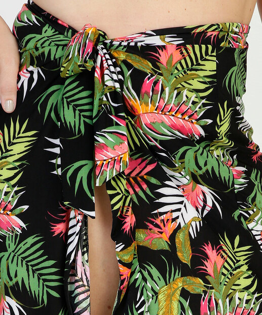 Saída De Praia Plus Size Saia Pareô Liganete Folhas Amarração 